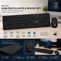 KABLOSUZ MULTİMEDİA KLAVYE - MOUSE SETİ SİYAH Q KLAVYE KM-510
