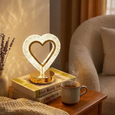 Kalp Şeklinde Kristal LED Masa Lambası ? Dokunmatik, 3 Renk Işık Modlu, Şarjlı Mini Dekoratif Gece Lambası