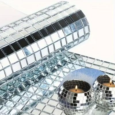 Kare Silver Cam Mozaik Fayans Çıkartmaları El İşi Kare Cam Fayans Kendinden Yapışkanlı Aynalı Dekor Panel 30x30 Cm