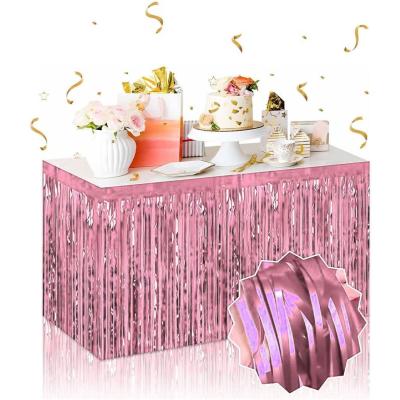 Kendinden Yapışkanlı Rose Gold Metalize Püsküllü Masa Eteği – 75 x 275 cm Parti Süslemesi