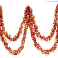 Kırmızı Altın Renk 4 cm Genişlik Garland Çift Renk Sim Süs 180 cm