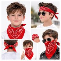 Kırmızı Kovboy Fuları Çocuk Bandana Western Desenli Boyun Fuları