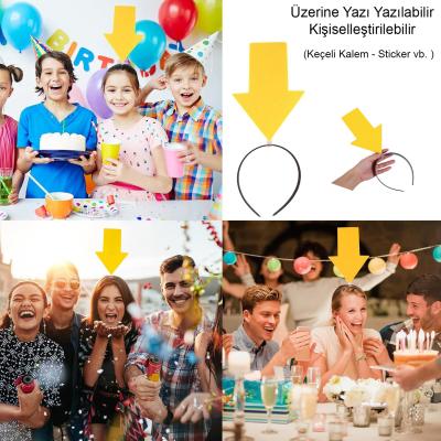 Kişiselleştirilebilir Ok Taç – Üzerine Yazı Yazılabilen Parti Tacı Sarı Renk