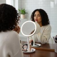 LED Işıklı Yuvarlak Makyaj Aynası – Dokunmatik Ayarlanabilir Işık Tonlu, 360 Derece Döner Masaüstü Profesyonel Makyaj ve Cilt Bakım Aynası
