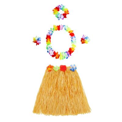 Luau Aloha Hawaii Kolye Etek Taç ve Bileklik Seti Turuncu