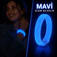 Mavi Kalın Glow Bileklik – Kırılarak Yanan Parti ve Festival Bilekliği