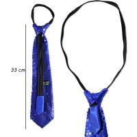 Mavi Renk Pul Payetli Işıltılı Parti Kravatı 33 cm