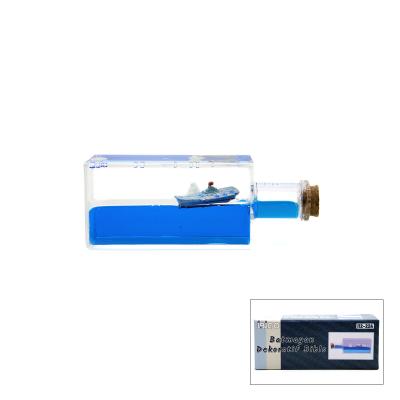 MAVİ SU GEMİ - ADA DİKDÖRTGEN MİKA ŞİŞE YÜZEN BATMAYAN DEKORATİF BİBLO AKVARYUM 4.2X6.4X17CM