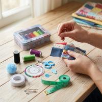 METAL KUTU DİKİŞ SETİ İPLİK - MEZURA - TEKSTİL MAKASI - İĞNE - YÜZÜK
