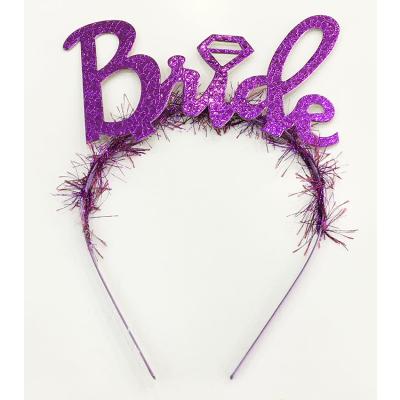 Mor Renk Bekarlığa Veda İtalik Yazı Alyanslı Bride Taç