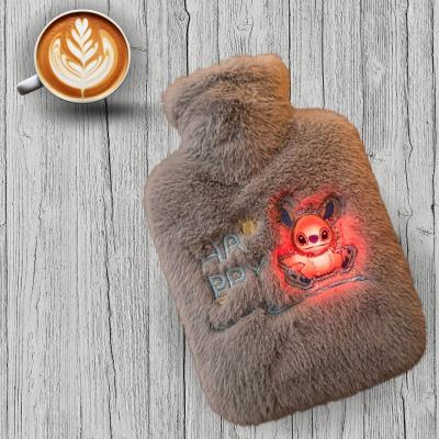 Mutlu Robot Hayvan Figürlü Gri Peluş Sıcak Su Torbası 1 Lt ? Yumuşak Kılıf, Uzun Süre Sıcak Tutan Termal Su Torbası