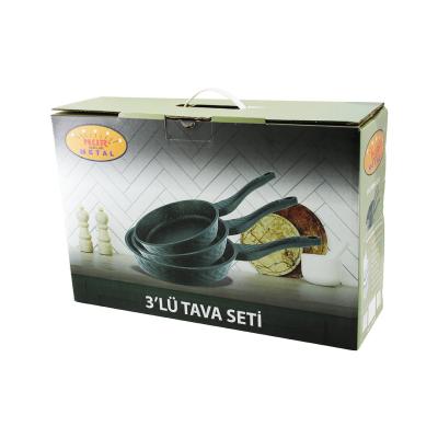 NUR IŞIKLAR METAL 3PCS DÖKÜM TAVA SETİ 20-24-28CM