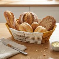 Oval Çift Renkli Plastik Rattan Ekmek ve Meyve Sepeti - Çok Amaçlı Banyo ve Mutfak Düzenleyici - Yıkanabilir Dekoratif Tezgâh Üstü Organiz