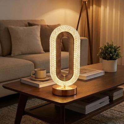 Oval Şeklinde Kristal LED Masa Lambası ? Dokunmatik, 3 Renk Işık Modlu, Şarjlı Dekoratif Gece Lambası