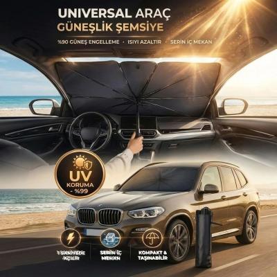 Premium Katlanabilir Araç Ön Cam Güneşliği ? Şemsiye Tipi Oto Güneşlik, UV Korumalı Isı Yalıtımlı Ön Cam Gölgelik