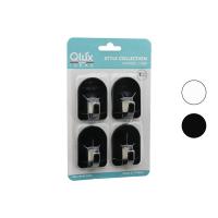 QLUX L-00950 4PCS DOME ASKI NO-2 KUBBELİ - SİYAH - BEYAZ - PLASTİK ASKI YAPIŞKANLI MONTAJ