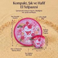 Şanslı Kedi (Maneki Neko) Desenli Katlanabilir Cep Yelpazesi - Kılıflı Sevimli El Yelpazesi