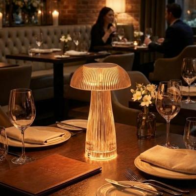 Şeffaf Mantar Model LED Masa Lambası ?Kumandalı Şarjlı, Dokunmatik, Rengarek Işık Modlu Dekoratif Gece Lambası