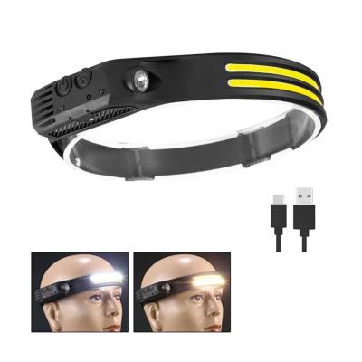 Sensörlü Far COB Led Far Şarj Edilebilir Kafa Feneri 18650 Dahili Pil Açık Hava Balıkçılık Kamp Baş Feneri Fener