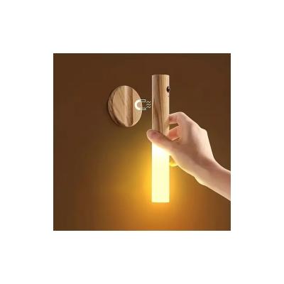 Sensörlü Usb Şarjlı Mıknatıslı Taşınabilir Duvar Aplik Masa Lambası Ahşap Görünümlü Gün Işığı