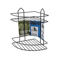 SİYAH  2 KATLI - ÜÇGEN METAL BANYO KÖŞELİK - DUŞKABİN RAF