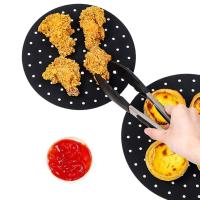 Siyah Isıya Dayanıklı Yıkanılabilir Silikon Fırın Ve Airfryer Yuvarlak Model Pişirme Matı 23 Cm