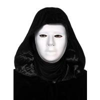 Siyah Kapüşonlu 120 cm Pelerin ve Beyaz Boyanabilir Tam Yüz Maske