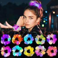 Soft Mavi Renk Led Işıklı Lastikli Saç Tokası - 3 Modlu Festival - Parti Saç Tokası
