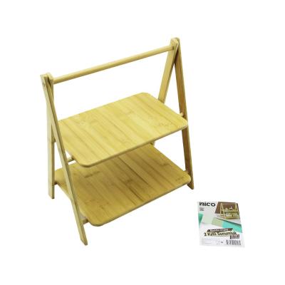 STAND - AYAKLI  2 KATLI AHŞAP - BAMBU SERVİS SUNUM TAHTASI 18X28CM -- 22X28CM