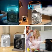 Taşınabilir 3 Farklı Mod Ayarlı 7 Farklı Led Işıklı Sulu Soğutmalı Taşınabilir Masaüstü USB Fan Vantilatör
