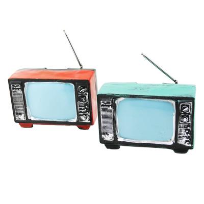 TELEVİZON VİNTAGE DEKORATİF BİBLO - KUMARABA RENKLİ 17X11X10.5CM REÇİNE