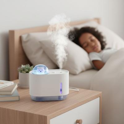 Uzay Ayısı 300 ML USB Hava Nemlendirici – LED Işıklı Masaüstü Buhar Makinesi, Yatak Odası &amp; Çocuk Odası İçin Ortam Nemlendirici