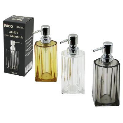 UZUN KARE TABAN - YVRLK AĞIZ - 4+4=8GEN GÖVDE ŞEFFAF - RENKLİ AKRİLİK - MİKA KRİSTAL SIVI SABUNLUK 280ML