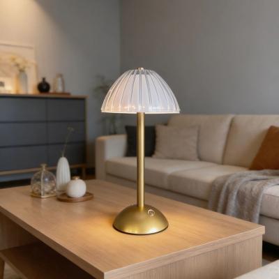 Uzun Mantar Çizgili Model LED Masa Lambası ? Dokunmatik, 3 Renk Işık Modlu, Şarjlı Dekoratif Gece Lambası