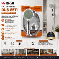 VAKUMLU - KROM LÜKS DUŞ SETİ METAL YAYLI HORTUM=150CM MAFSAL