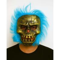 Wild Skull - Bakır Kafatası Turkuaz Saçlı İskelet Maske