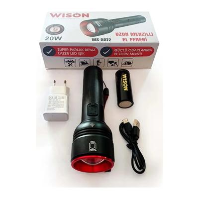WISON WS-5572 20W Uzun Menzilli Şarjlı Metal El Feneri