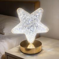 Yıldız Model Kristal LED Masa Lambası – Dokunmatik, 3 Renk Işık Modlu, Şarjlı Mini Dekoratif Gece Lambası