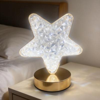Yıldız Model Kristal LED Masa Lambası ? Dokunmatik, 3 Renk Işık Modlu, Şarjlı Mini Dekoratif Gece Lambası