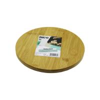 YUVARLAK=24.5CM AYAKLI= 4CM DÜZ YÜZEY AHŞAP BAMBU SUNUM TEPSİSİ - MİNİ SOFRA