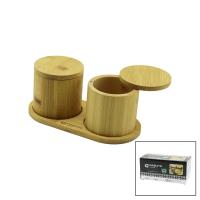 2PCS AHŞAP BAMBU BAHARATLIK YUVARLAK=8X8ALTLIK=9.5X19.5ÇEVİR AÇ-MIKNATISLI KAPAK