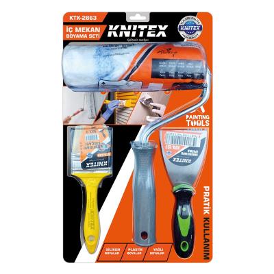 3PCS  NALBUR - BOYACI SET  SPATULA - KESTİRME FIRÇA - BOYA RULO 20CM