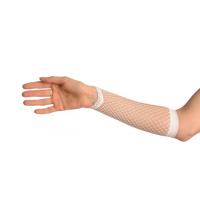 Beyaz Renk Parmak Arası File Örgü Eldiven 26 cm