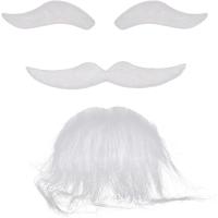 Beyaz Renk Kendinden Yapışkanlı Takma Sakal Bıyık ve Kaş Seti