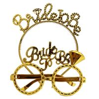 Bride To Be Yazılı Taç ve Bride To Be Yazılı Gözlük Seti Altın Renk