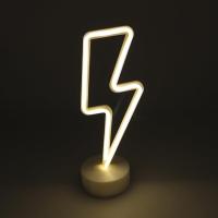 Dekoratif Şimşek Şeklinde Pilli Neon Led Lamba Süs Masa Lambası