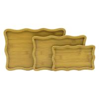 DİKDÖRTGEN - DALGALI KENAR - 3LÜ SET AHŞAP MDF SUNUM TEPSİ SETİ 13.5X23.5-19.5X29.5-23.5X33.5CM