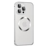 Joko iPhone 15 Pro Max Kılıf Metal Bumper Magneticsafe Kapak - Gümüş
