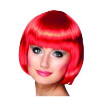 Kırmızı Renk Parti Peruğu Küt Saç