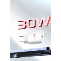 Konfulon C87C 30W Type-C Çıkışlı Ekstra DL50 1M Type-C to Lightning Kablolu PD Şarj Cihazı - Beyaz